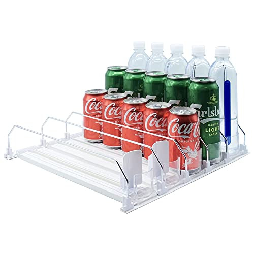 Drink Organizer for Fridge-White Automatic Pusher Glide,12oz 16oz 20oz-Soda Dispenser for Fridge-... | Amazon (US)