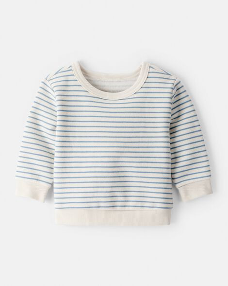Baby Boy DayDream Fleece Stripe Pullover Sweatshirt - Blue | Carter's Inc