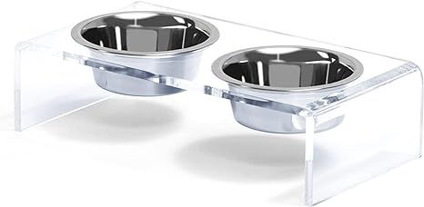 Acrylic Elevated Dog and Cat Pet Feeder - Raised Clear Feeding Stand for Cats and Small Dogs with... | Amazon (US)