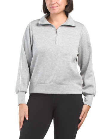 Scuba Quarter Zip Pull Over Top for Women | Polyester/Spandex/Rayon | Marshalls