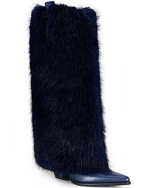 Azalea Wang Friata Faux Fur Pointed Toe Tall Boots - 8.5 | Dillard's