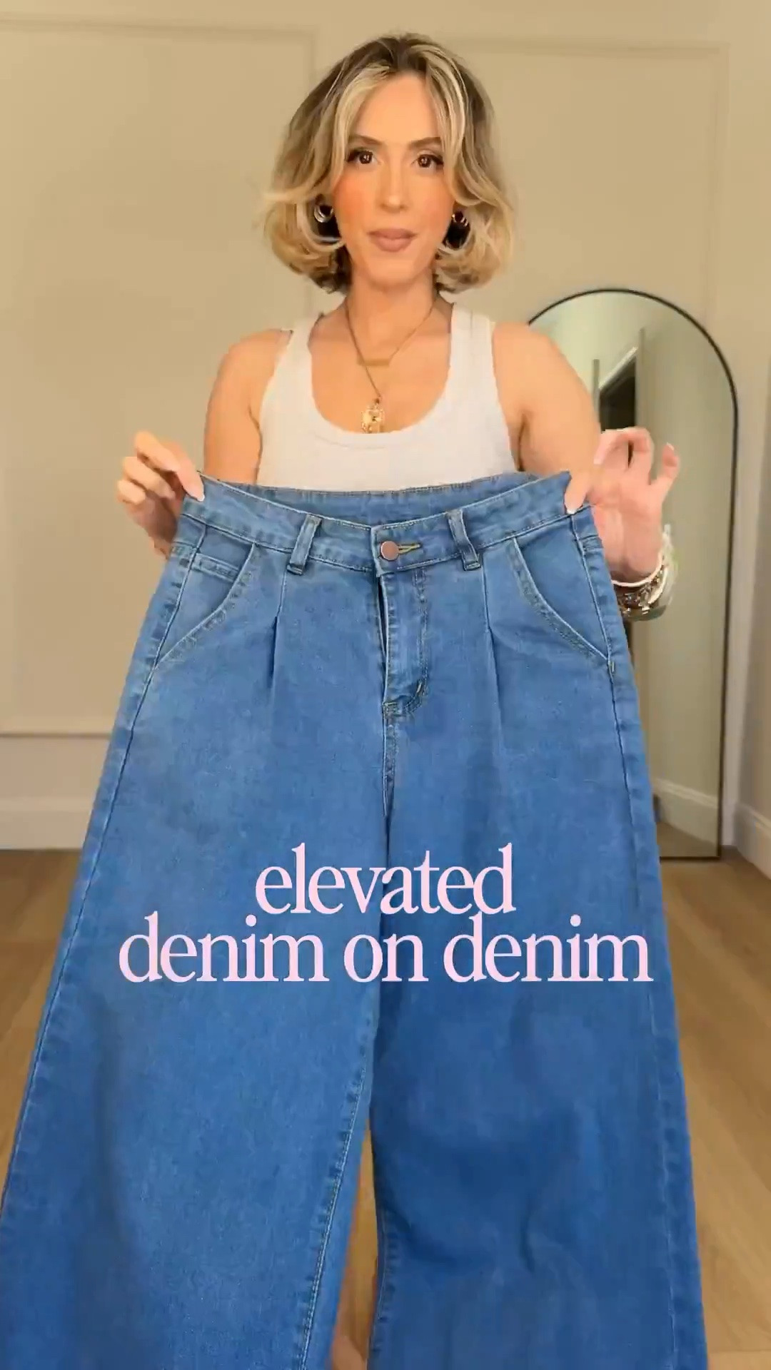 Denim on denim spring ootd 🤗 guys, I cannot stop worrying these Amazon jeans! They’re high-rise, wide leg, incredible stripe, and so flattering 👌🏼 I’m wearing them in a size 4! 

Top is XS

#LTKootd #LTKgrwm #LTKmomlife