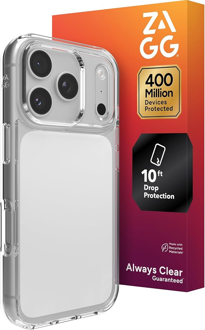 ZAGG Crystal Palace Lite Case for iPhone 17 Pro - Clear, Drop Protection (10ft/3m), Ultra-Slim & ... | Amazon (US)