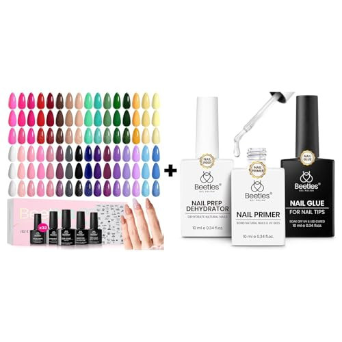 beetles Gel Polish 32 Colors Fingertips Canvas Collection with 3Pcs Gel Nail Glue Nail Dehydrator and Primer | Amazon (US)