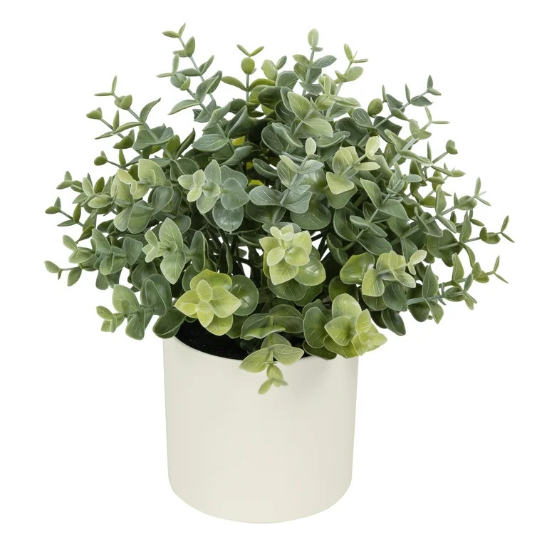 Mainstays 8.5" Artificial Eucalyptus Plant in Cream Pot - Walmart.com | Walmart (US)