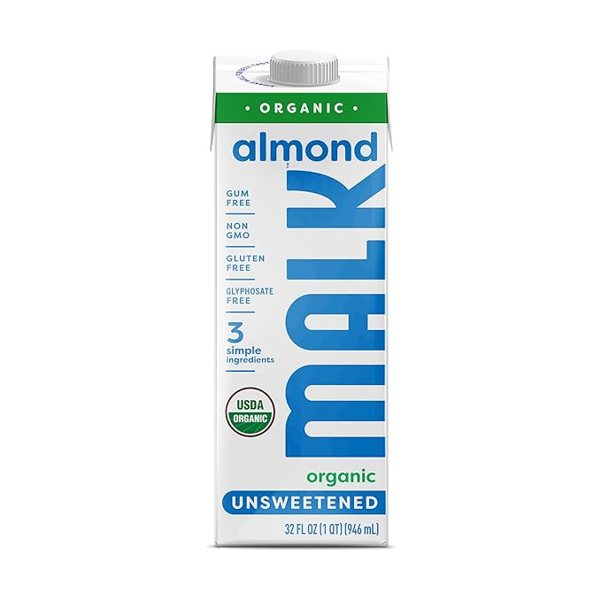 MALK Shelf Stable Organic Unsweetened Almond Milk - 32 Fl oz - Non GMO - Gum Free, No Fillers, Oi... | Amazon (US)