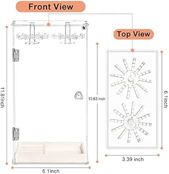 Necklace Holder, Acrylic Jewelry Organizer with 24 Hooks, Rotation Clear Necklaces Pendant Displa... | Amazon (US)