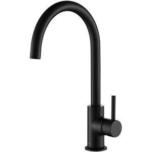 Solid Brass High ARC Single Level Kitchen Faucet w/Single Handle Matte Black | Cymax