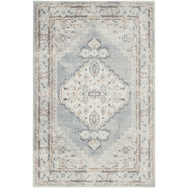 Nourison Astra Machine Washable Persian Light Blue 2'2" x 4' Area Rug (2x4) | Walmart (US)