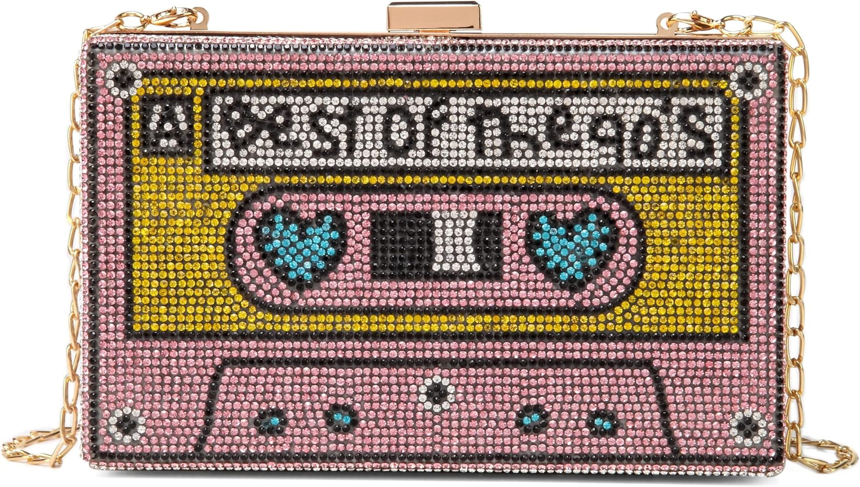 Women Retro Radio Shape Crossbody Bag Rhinestone Metal Vintage Evening Clutch Purses | Amazon (US)