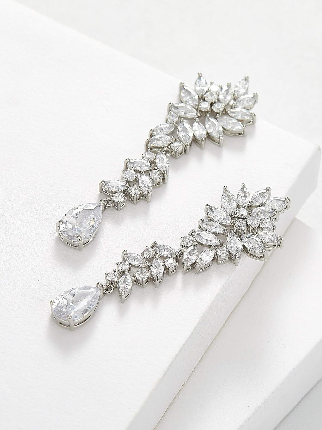 SWEETV Crystal Wedding Bridal Chandelier Earrings for Brides Women, Long Dangling Earrings, Victo... | Amazon (US)