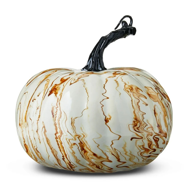 Marbled Foam Pumpkin Tabletop Decor, Brown & White, 5.5", Fall by Way To Celebrate | Walmart (US)