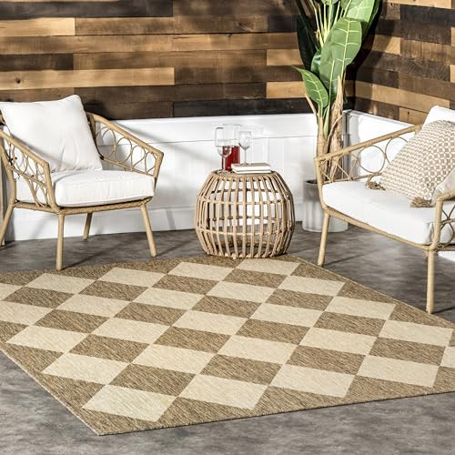nuLOOM 4' x 6' Outdoor Performance Area Rug, Stain Resistant, Weather Resistant, High Traffic, Patio, Balcony, Outside, Sabina Brown | Amazon (US)