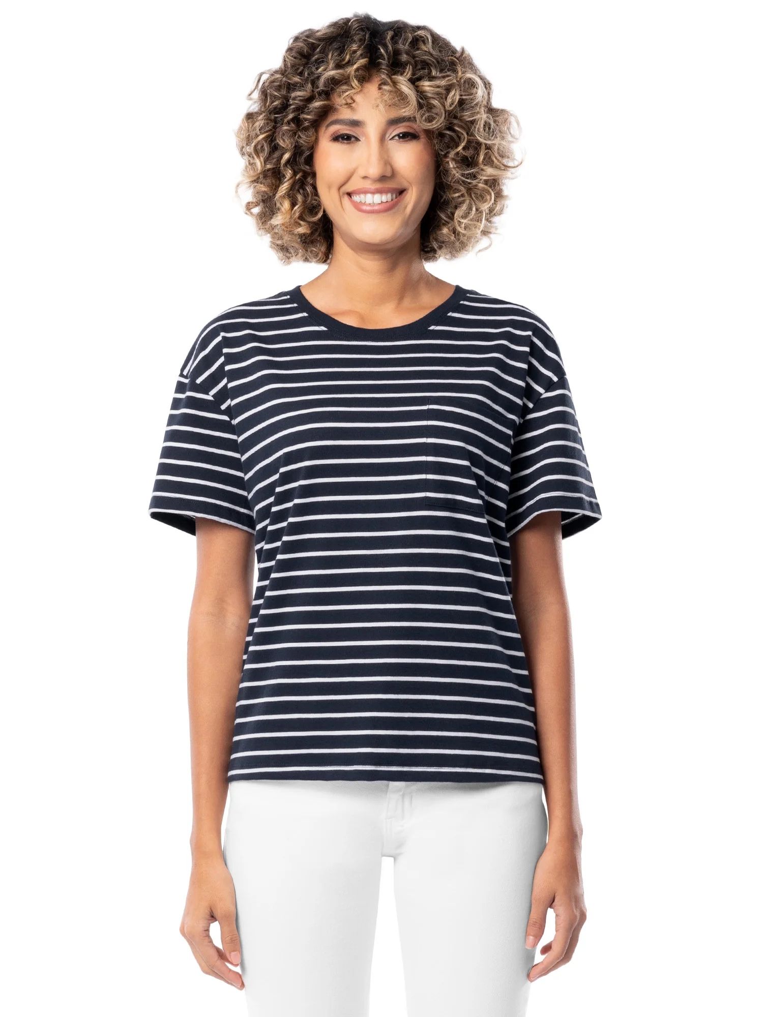 Time and Tru Women's Short Sleeve Boyfriend T-Shirt | Walmart (US)