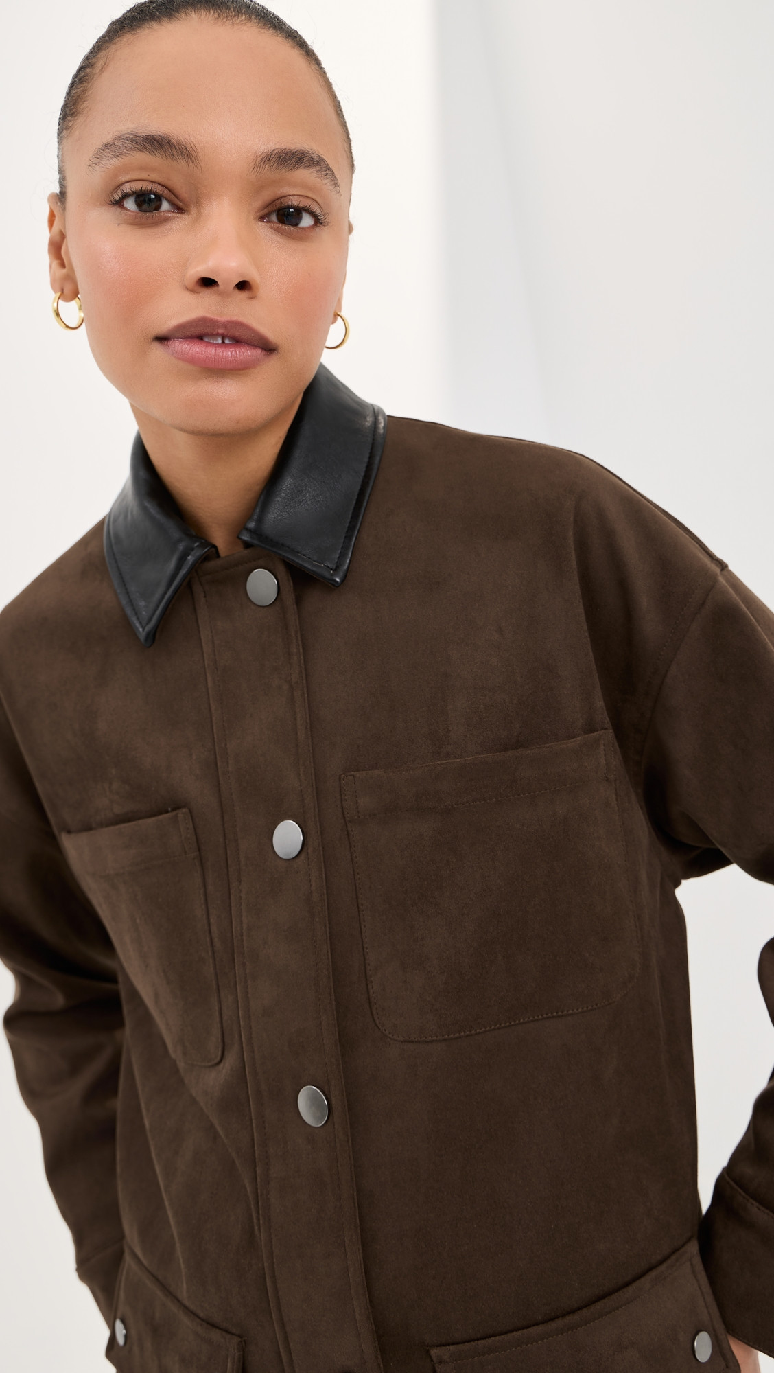 LE BOP Rowan Faux Suede Utility Jacket Coffee M | Shopbop