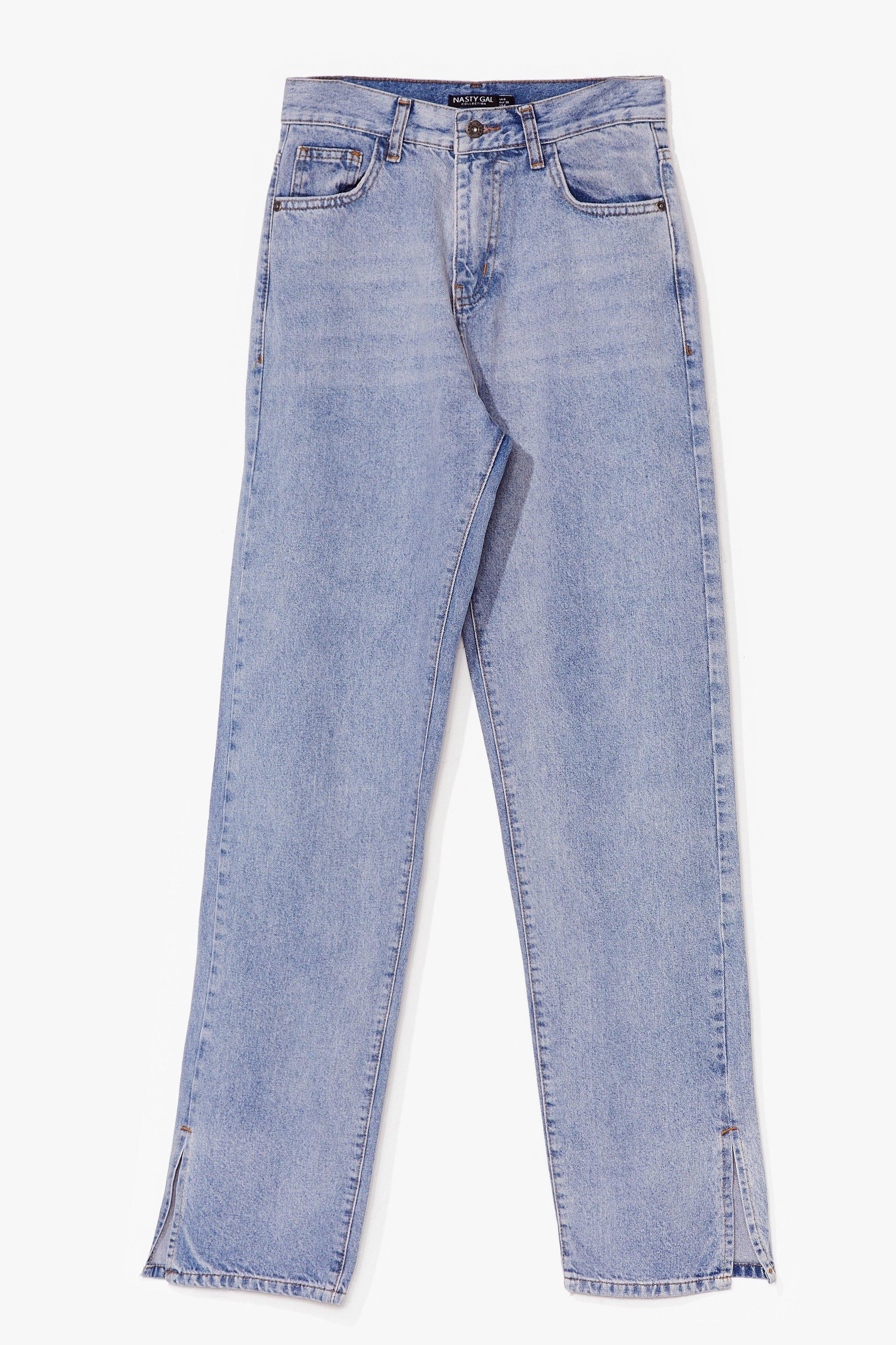 Split Hem High Waisted Straight Leg Jeans | Nasty Gal (US)