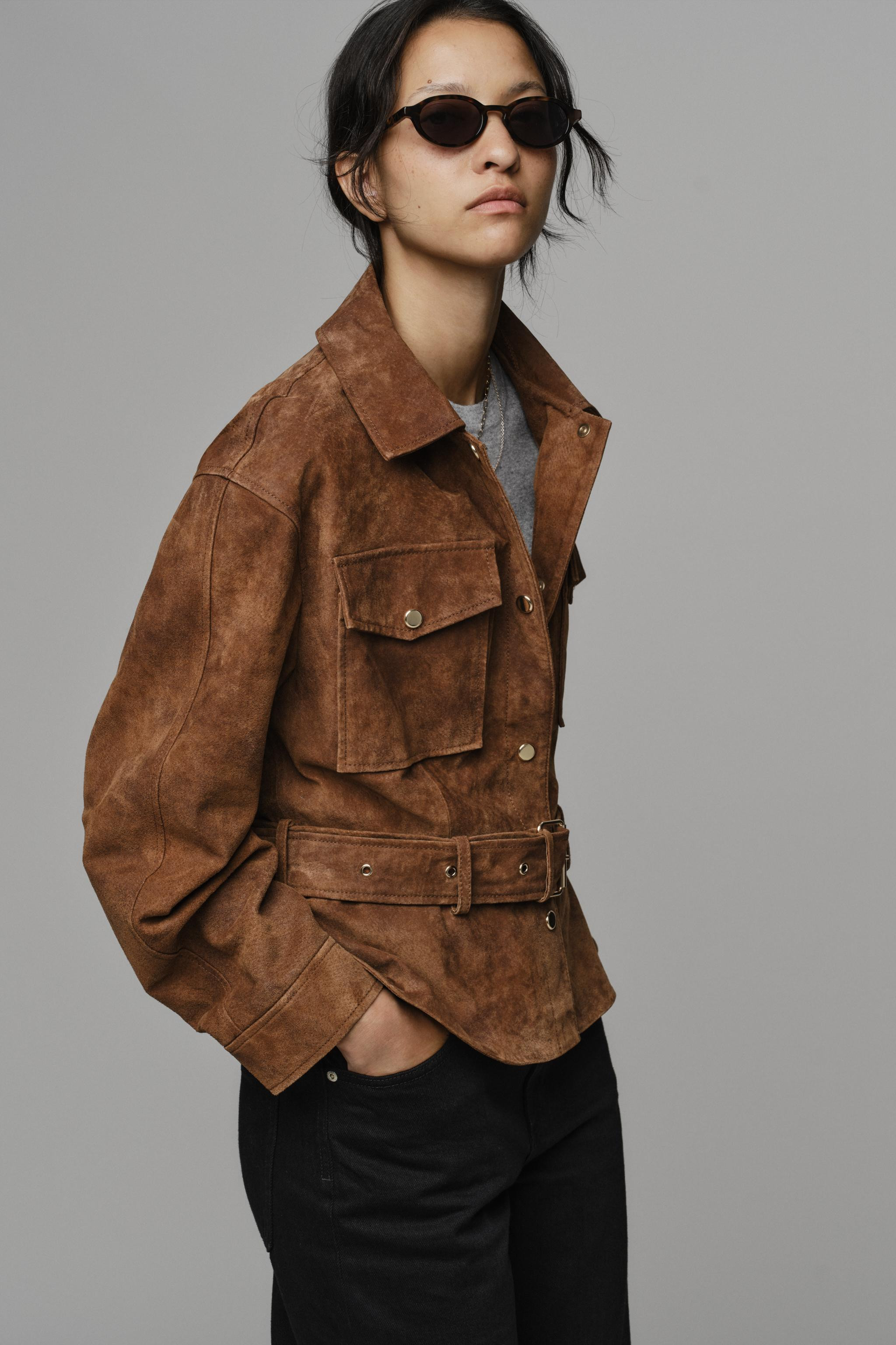 100% LEATHER BELTED JACKET | Zara US