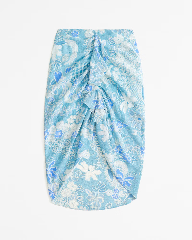 Ruched Flowy Midi Skirt | Abercrombie & Fitch (US)