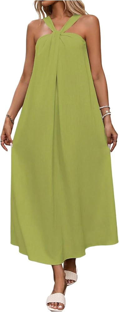 Milumia Women's Twist Knot Sleeveless Dress Summer Vacation Flared Maxi Dresses | Amazon (US)