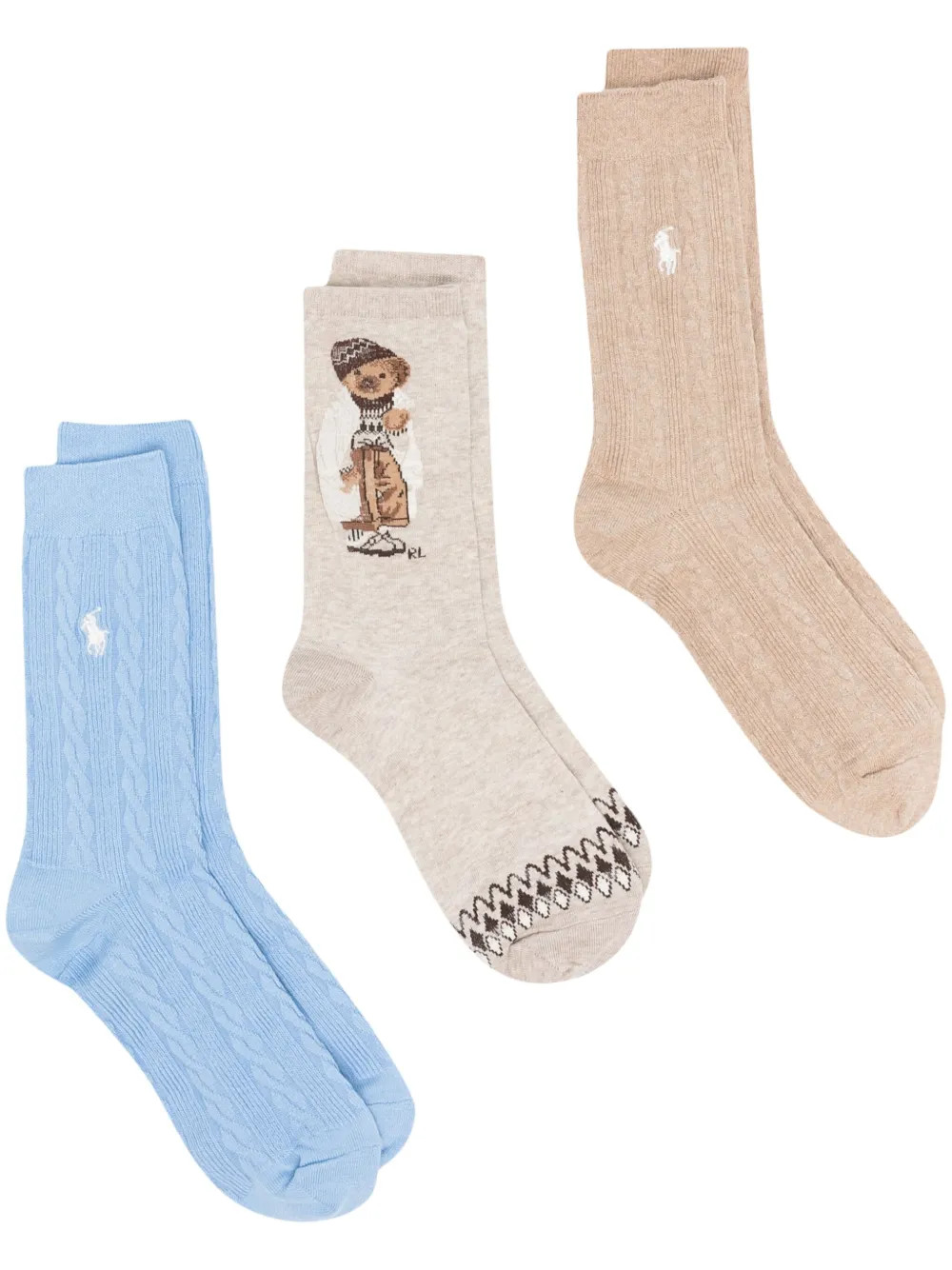 Polo Ralph Lauren logo-embroidered cable-knit Socks (pack Of three) - Farfetch | Farfetch Global
