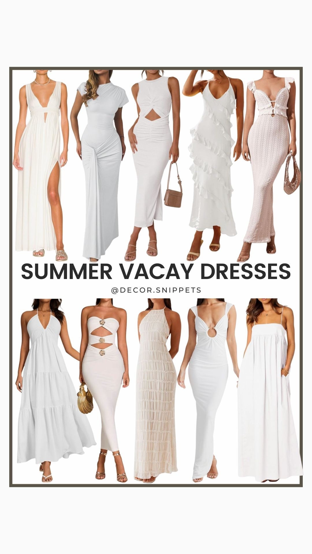 ☺️ Pack your suitcase with these dreamy vacation-ready dresses! From breezy maxis to flirty minis, this edit has all the sun-soaked styles you need for beach cocktails, city strolls, and golden-hour selfies. 🌴 Shop now! #VacayVibes #ShopTheLook
