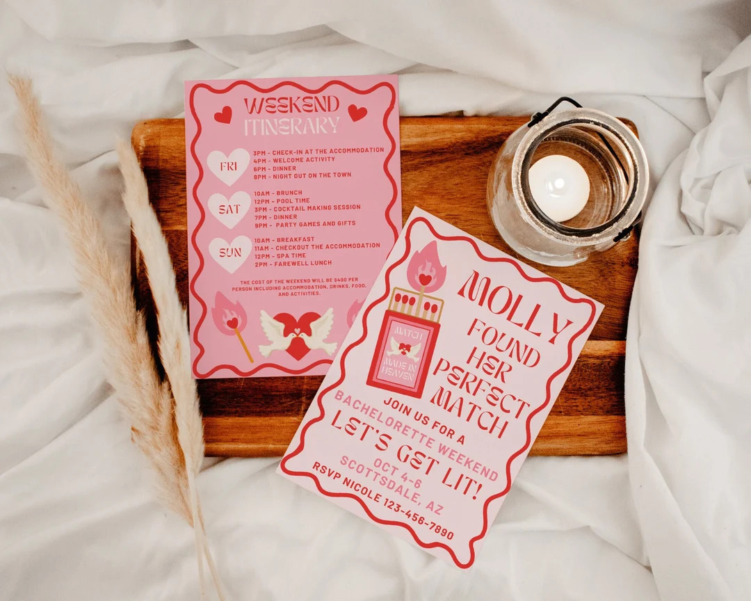 Perfect Match Bachelorette Invitation Itinerary Match Made in - Etsy | Etsy (US)