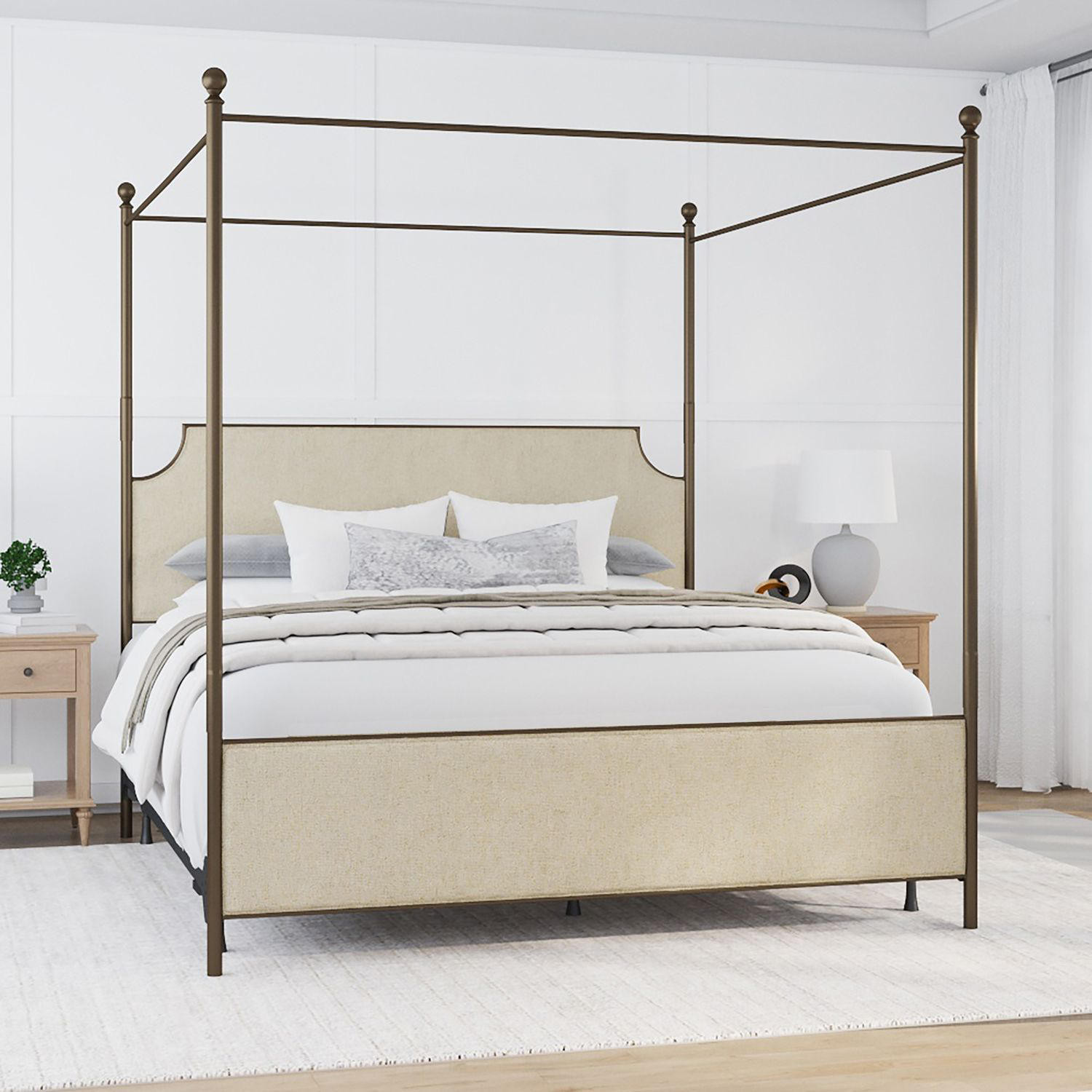 HH2Home McArthur Metal and Upholstered Canopy Bed:- King | Sam's Club