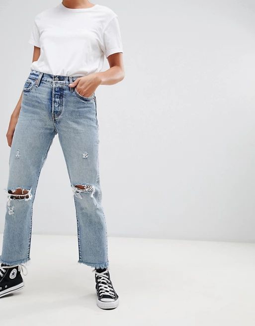Levi's Wedgie straight cut ripped knee jeans | ASOS UK