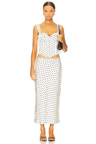 Runaway The Label Karlita Midi Skirt in White Polka from Revolve.com | Revolve Clothing (Global)