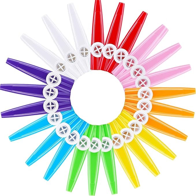 Blulu 24 Pieces Plastic Kazoos 8 Colorful Kazoo Musical Instrument, Good Companion for Guitar, Uk... | Amazon (US)
