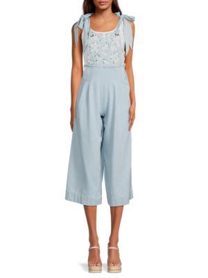 Sea Java Floral Embroidered Cropped Coverall | Saks Fifth Avenue OFF 5TH (Pmt risk)