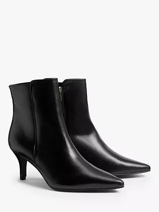 John Lewis Oscar Leather Mid Heel Shoe Boots, Black | John Lewis (UK)