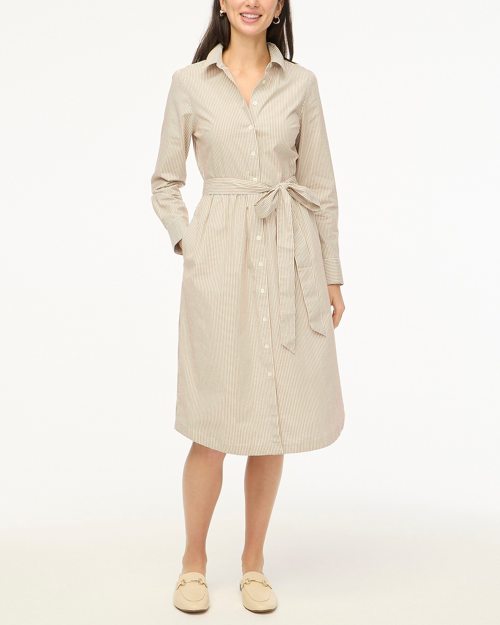 Long-sleeve striped poplin shirtdress | J.Crew Factory