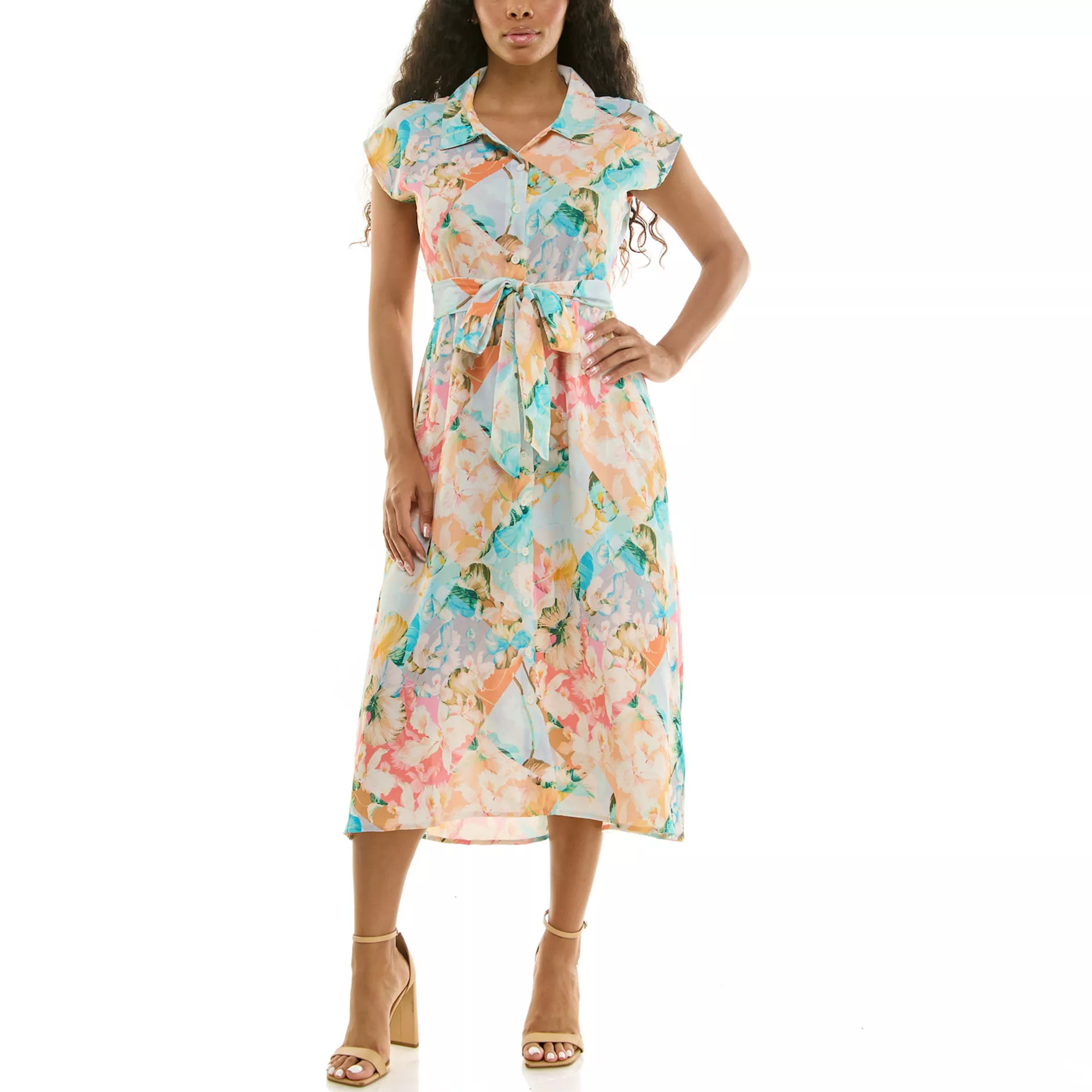 Women's Nina Leonard Collared Button Front Dress | Kohl's