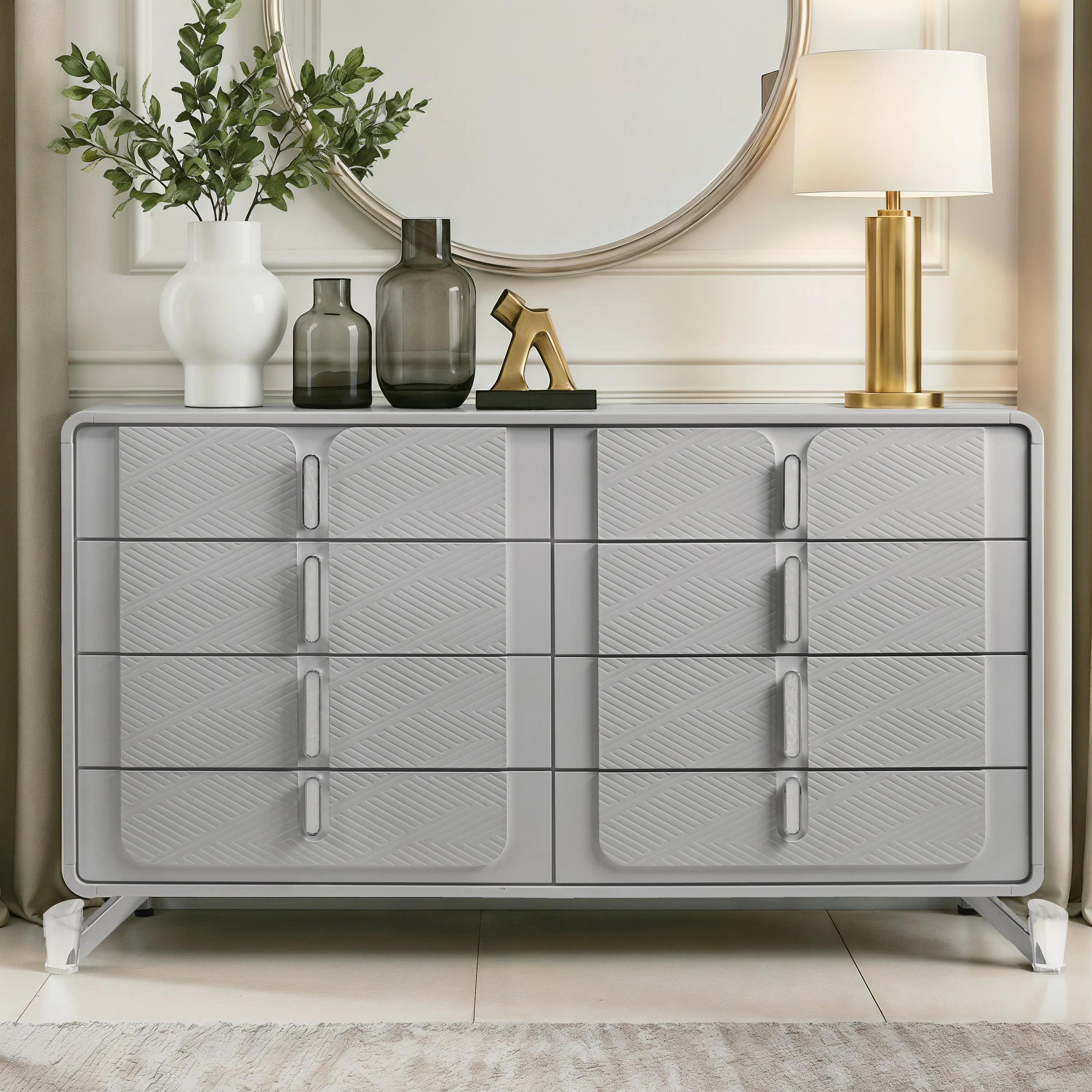 Avaline Modern 63" 8 Drawer Dresser with Acrylic Leg | Wayfair North America