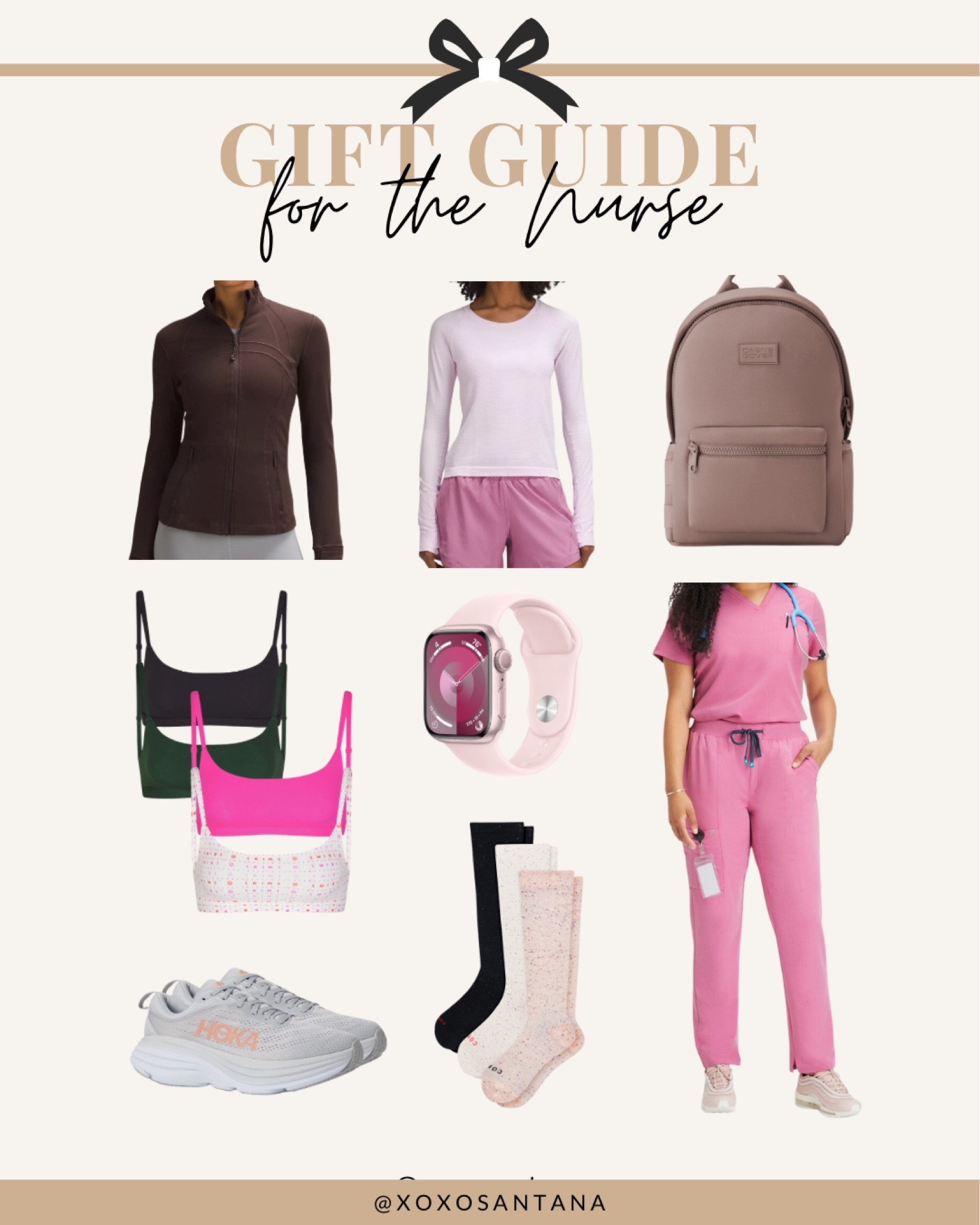 Gift guide for the nurses! 🩺 
Made sure to include all of my essentials💕
The Fabletics scrubs are my all time favorites! They are so comfy and so cute. I love how they come in all different colors 💕
Also included my favorite compression socks and the BEST sports bras for long days!
Can’t go anywhere without my Apple Watch and of course my HOKAS!👟⌚️
If you are a nurse you NEED the Dagne Dover backpack. It is the best. It fits so much and comes in so many colors! Definitely an investment piece but you will never buy another backpack again!!❤️🎒

Nurse gift guide, gift guide for her, Christmas gifts, holiday season, gift guide for women💕

#LTKHoliday #LTKworkwear #LTKGiftGuide