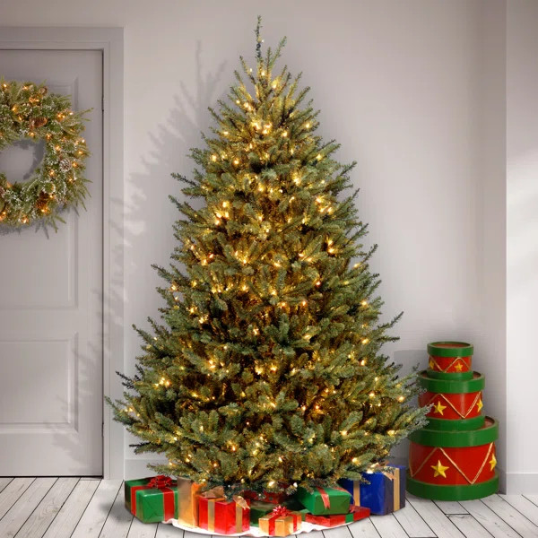 Natural Fraser Fir 7.5' Green Artificial Christmas Tree with 1000 Clear/White Lights | Wayfair North America