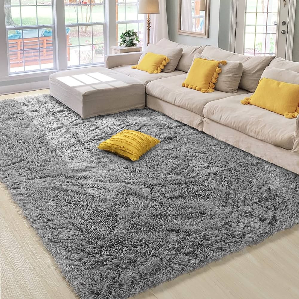 Super Soft Fluffy Rugs for Living Room Bedroom, 5' x 8', Large Furry Shag Area Rug for Kids Girls... | Amazon (US)