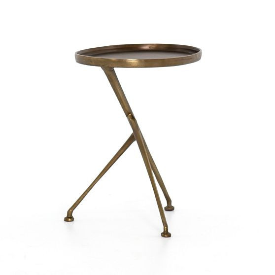 Herkimer Drink Table, Raw Antique Brass | West Elm (US)