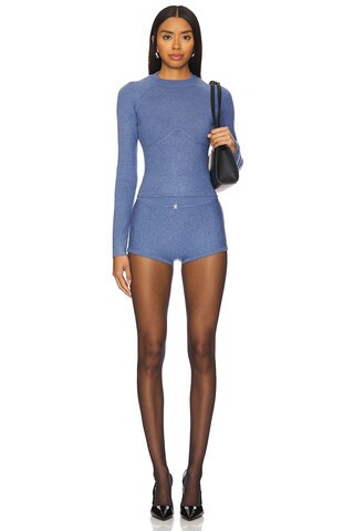 Knit Underbust Long Sleeve Top in Charcoal Blue | Revolve Clothing (Global)