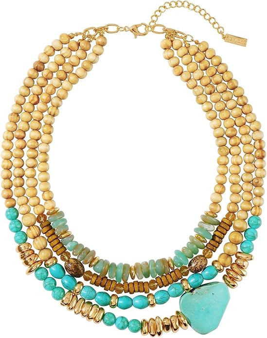 Turquoise Jewelry for Women Chunky Beaded Necklaces Boho Statement Necklace Layered Turquoise Nec... | Amazon (US)