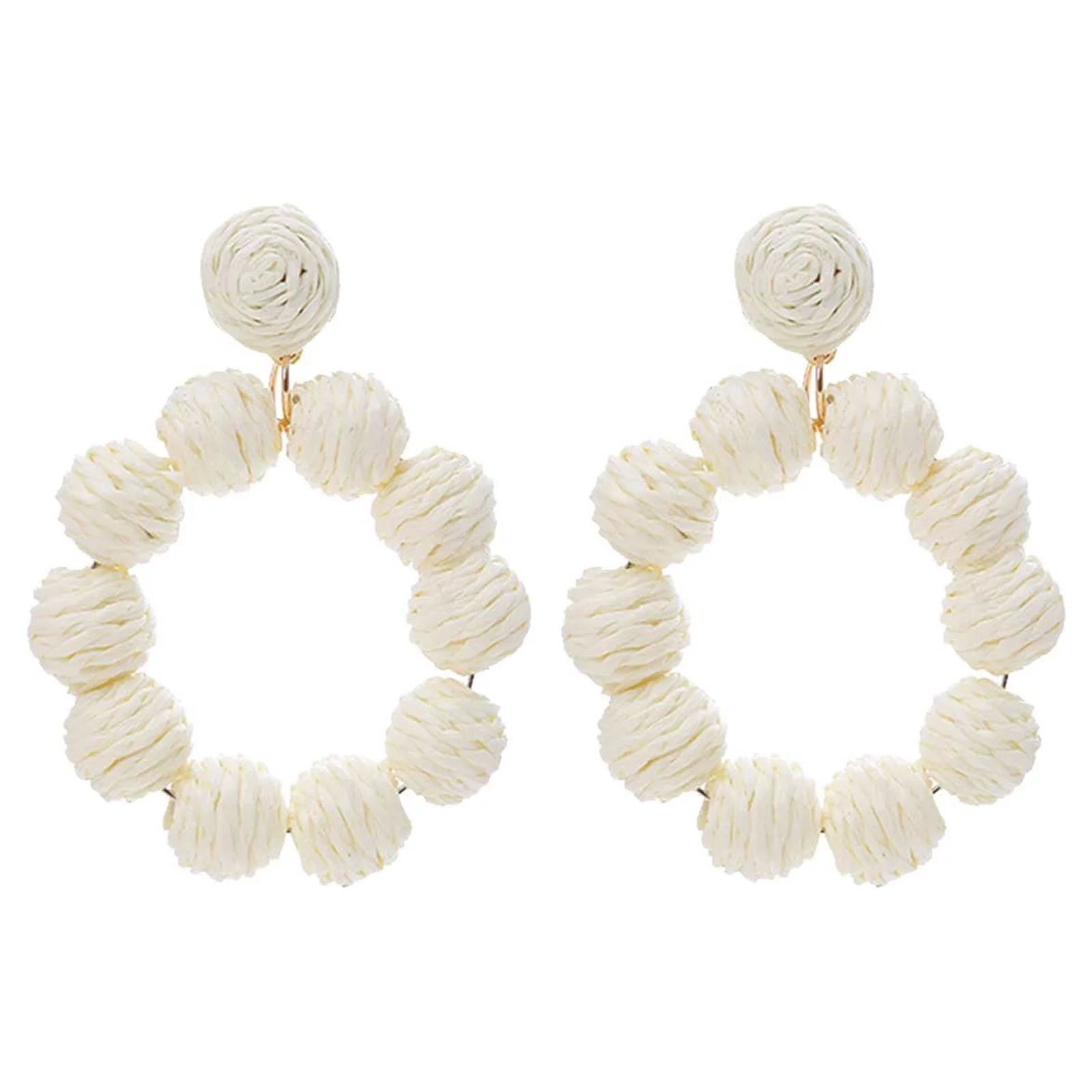 xinqinghao rattan earrings rattan ball ring pendant earrings women's handmade earrings braided st... | Walmart (US)