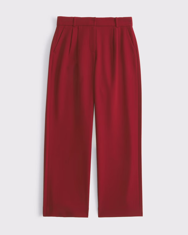Women's Curve Love A&F Sloane Low Rise Tailored Wide Leg Pant | Women's Bottoms | Abercrombie.com | Abercrombie & Fitch (US)