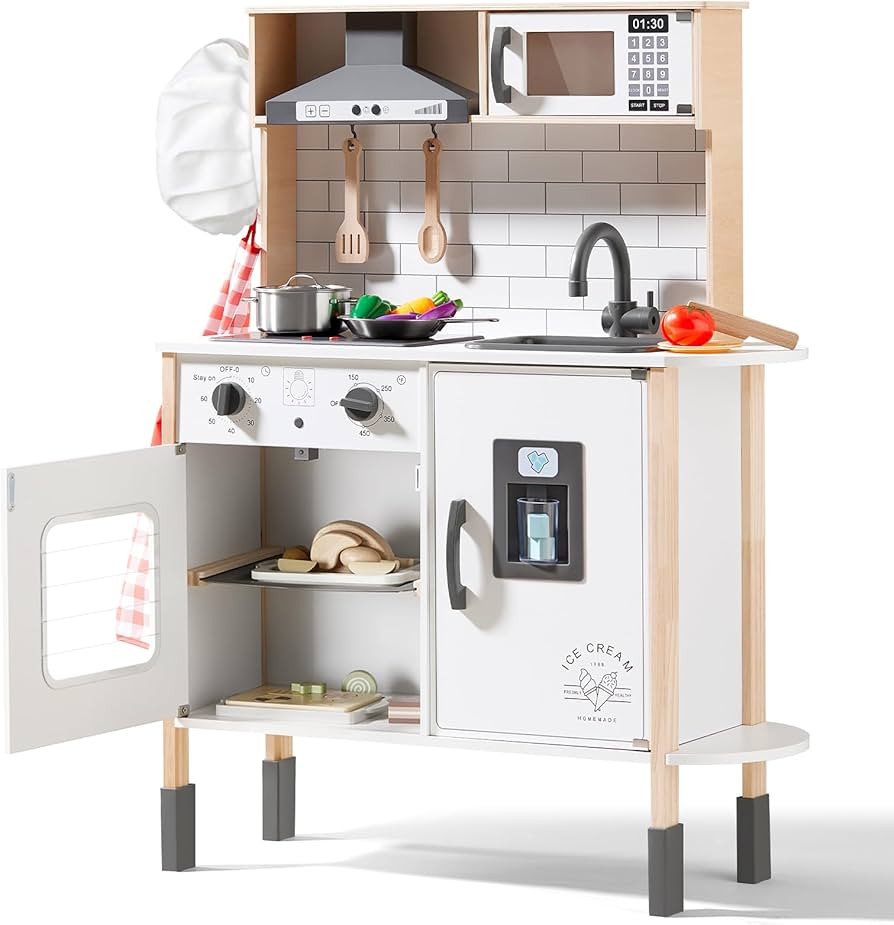 Tiny Land Play Kitchen for Kids, Wooden Kids Play Kitchen Playset Chef Pretend Play Set for Toddl... | Amazon (US)