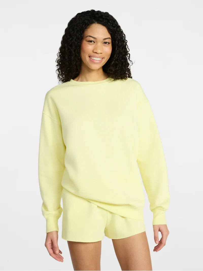 No Boundaries Soft Fleece Oversized Sweatshirt with Long Sleeves, Women’s XXS-XXL | Walmart (US)