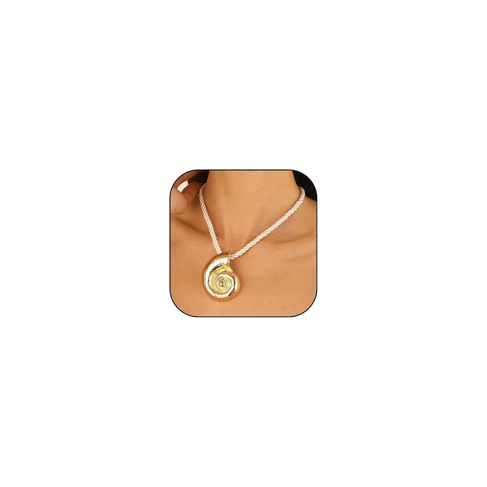 Seashell Necklace for Women Handmade Gold Shell Charm Necklace Big Starfish Necklace Beach Essent... | Amazon (US)