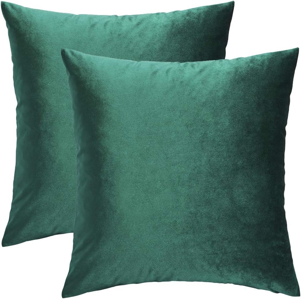 GIGIZAZA Decorative Throw Pillow Covers 18 x 18, Green Soft Pillow Covers Velvet,Christmas Decor ... | Amazon (US)
