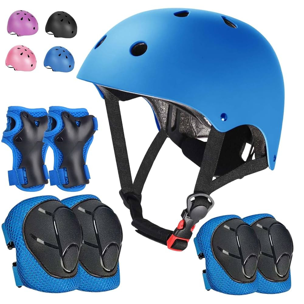 Kids Adjustable Helmet, with Sports Protective Gear Set Knee Elbow Wrist Pads for Toddler Age 3-1... | Amazon (US)