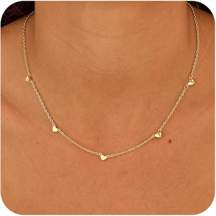 the City Gold Necklace for women, 14K Gold Plated Hypoallergenic Dainty Love Heart Pendant Neckla... | Amazon (US)