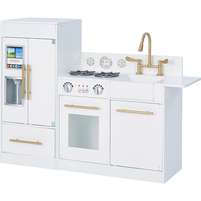 Little Chef Chelsea Modern Play Kitchen, White/Gold | Maisonette